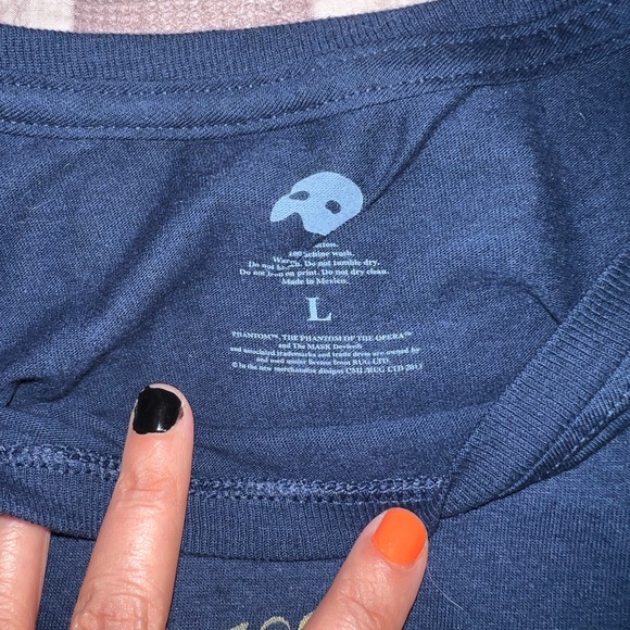 Rare Phantom of the Opera Womens Vintage Shirt NYC Large Navy Blue - Picture 2 of 3